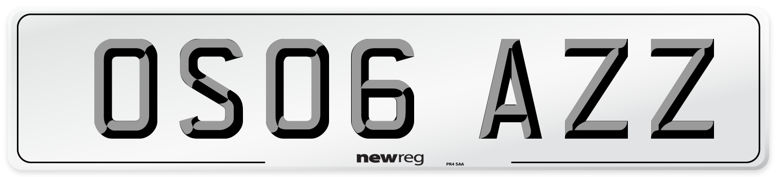 OS06 AZZ Number Plate from New Reg